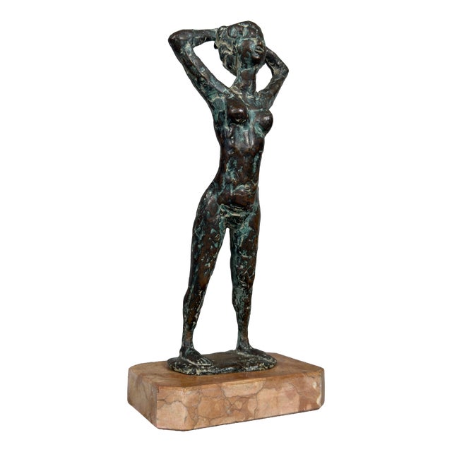 S. Gasparri, Woman Bathing, 1950s, Bronze on Marble Base For Sale