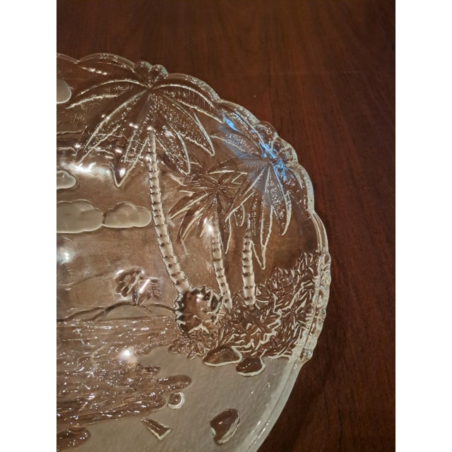 "Sailboats and Palm Trees" Etched Glass Platter For Sale - Image 4 of 12