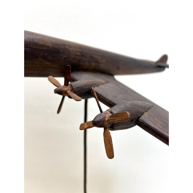 Handmade Oak Hercules C-130 Airplane on Stand, 1950s For Sale - Image 14 of 18