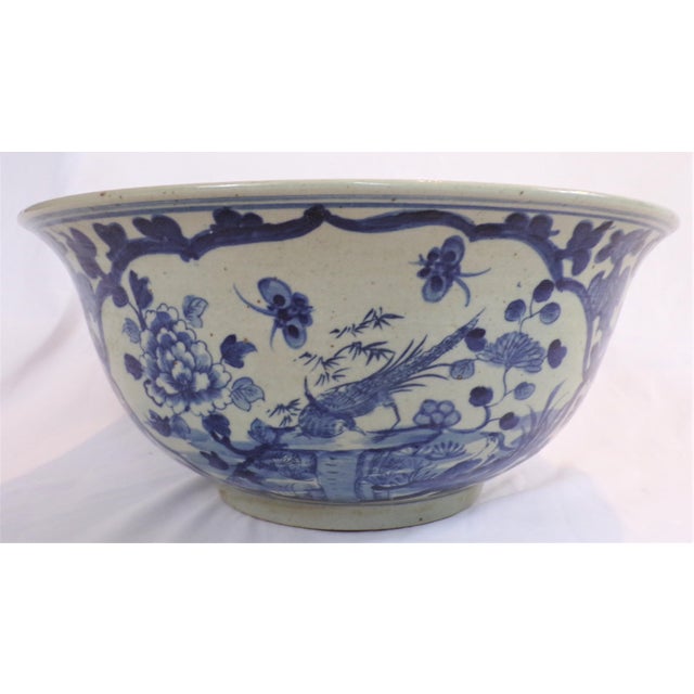 Large Chinoiserie Blue and White Bowl For Sale - Image 12 of 12