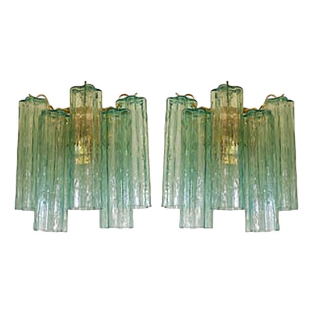 Italian Wall Light in Green Tronchi Murano Glass by Simoeng For Sale