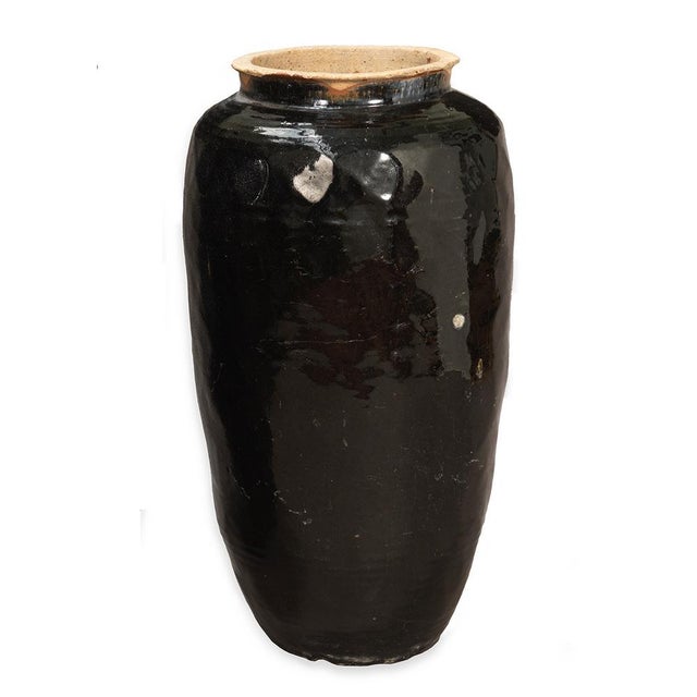 Tall Vintage Black Earthenware Jar, 1920s For Sale - Image 3 of 8