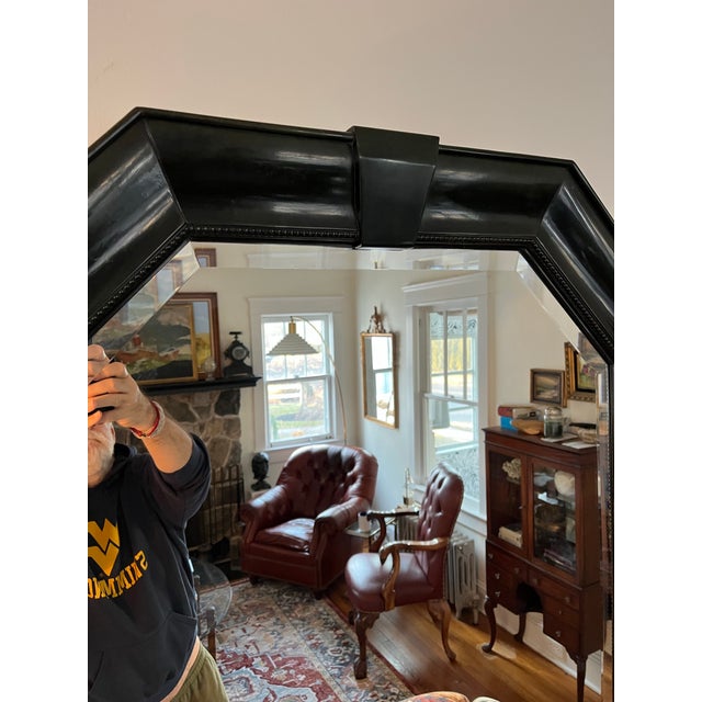 Vintage Bernhardt Lacquered Octagonal Beveled Mirror Karl Springer Style For Sale - Image 9 of 10