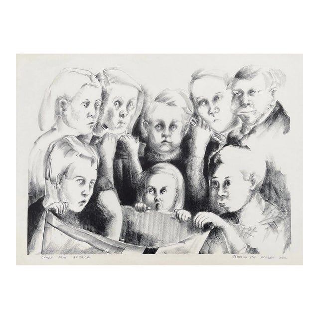 1950 Gertrude Pferdt Figural Lithograph For Sale
