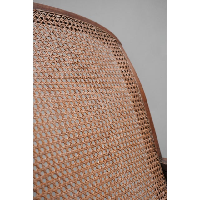 Wood Lounge Chair with Cane Seat and Swing-Out Armrests, 1870s For Sale - Image 7 of 11