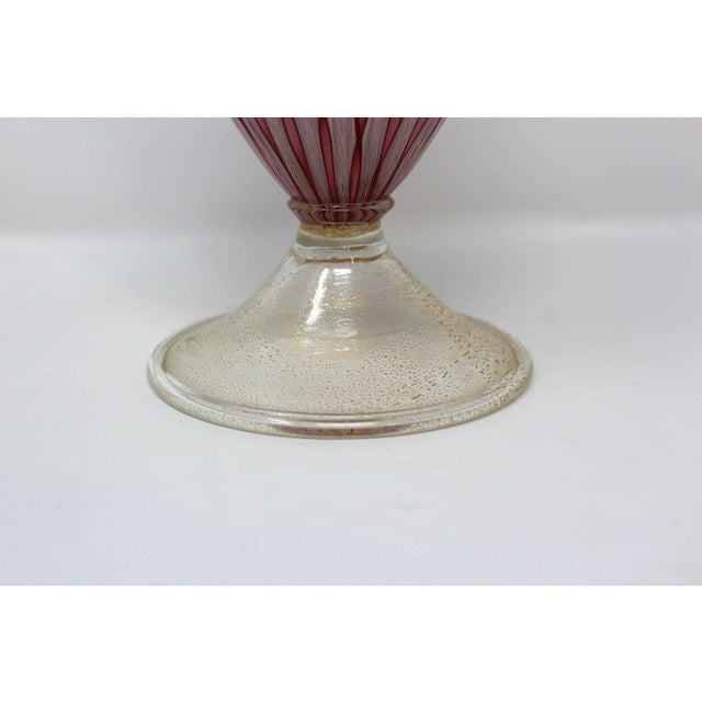 1950s 1950s Latticino Handled Neoclassical Style Vase For Sale - Image 5 of 6