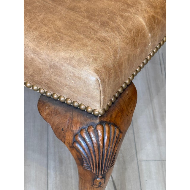 Mid 19th Century Chippendale Style Mahogany and Leather Upholstered Stool For Sale - Image 9 of 11