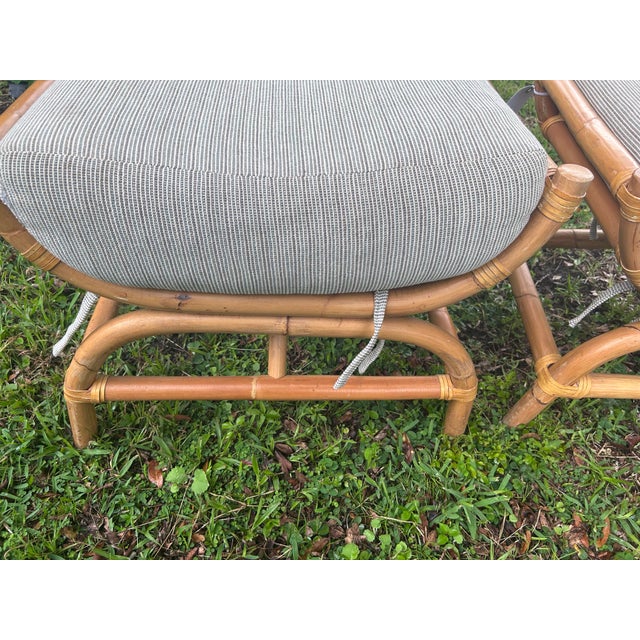 1 Vintage Rattan Ottoman With Zippered Cushions For Sale - Image 10 of 10