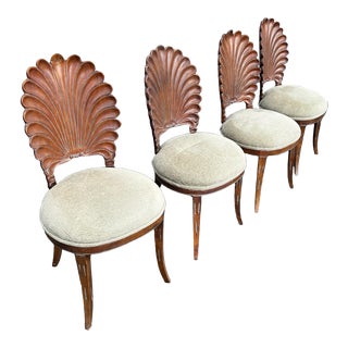 Set of 4 Mid 19th Century Grotto Style Carved Shell Chair For Sale