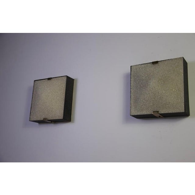 Mid-Century Square Flush Mounts, Italy, 1960s, Set of 2 For Sale - Image 6 of 15