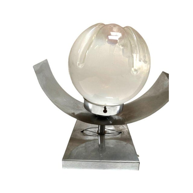 Mid-Century Modern 1960s Mid-Century Chrome & Murano Art Glass Space-Age Wall Sconce by a.v. Mazzega For Sale - Image 3 of 4