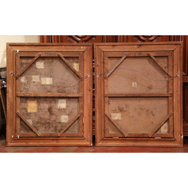 Pair of 19th C. French Floral Still Life Oil Paintings in Carved Giltwood Frames For Sale - Image 9 of 10