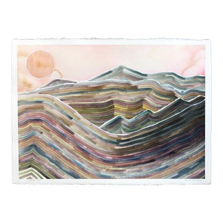 Topanga State - Abstract Muted Colorful Landscape Nature Painting on Paper Original Artwork by Heidi Lowell For Sale