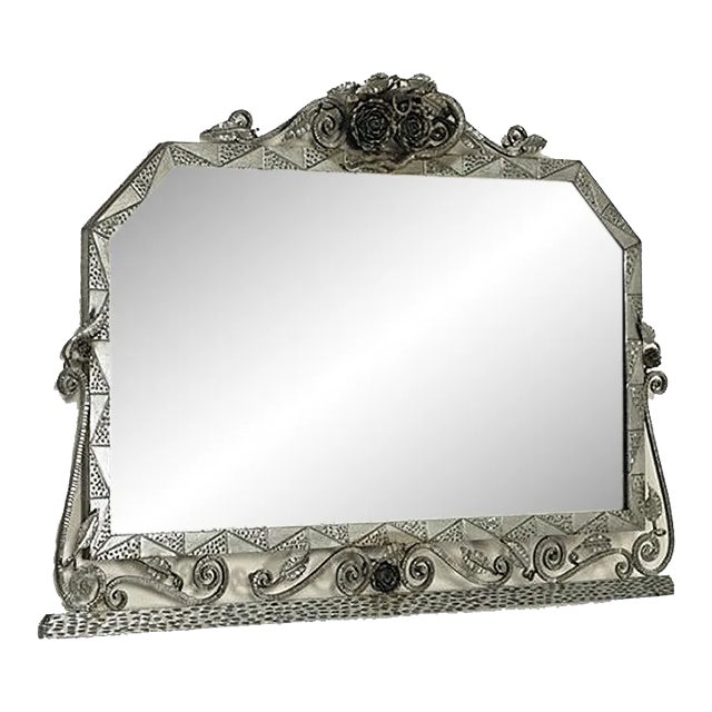 Wall Mirror with Wrought Iron Frame, USA, 1930s For Sale