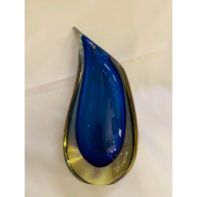 1980s Oggetti Blue/Citrine Murano Glass Vase For Sale - Image 13 of 13