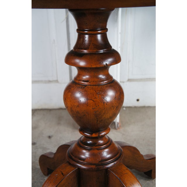 2 Vintage Henredon French Louis Philippe Style Walnut Pedestal Side Tables For Sale - Image 9 of 12
