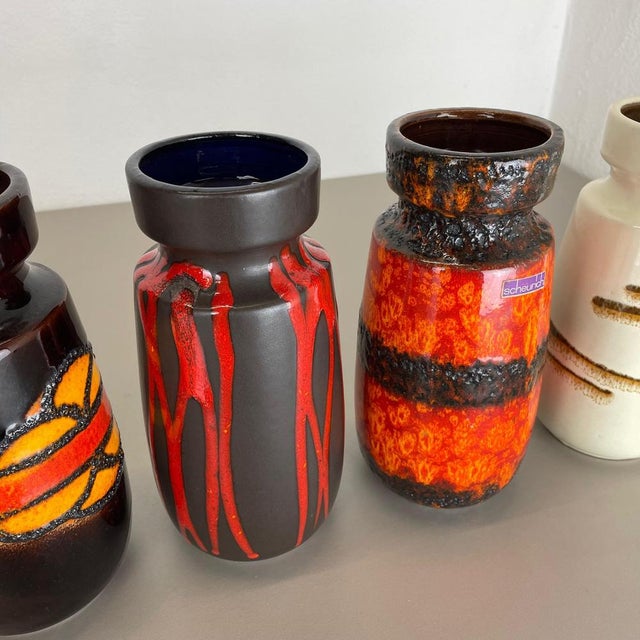 Vintage Fat Lava Pottery Vases from Scheurich, Germany, 1970s, Set of 4 For Sale - Image 9 of 18