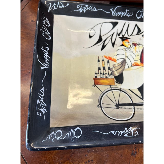 Vintage Large Black & White ‚ÄúParis‚Äù French Chef Platter For Sale - Image 4 of 6