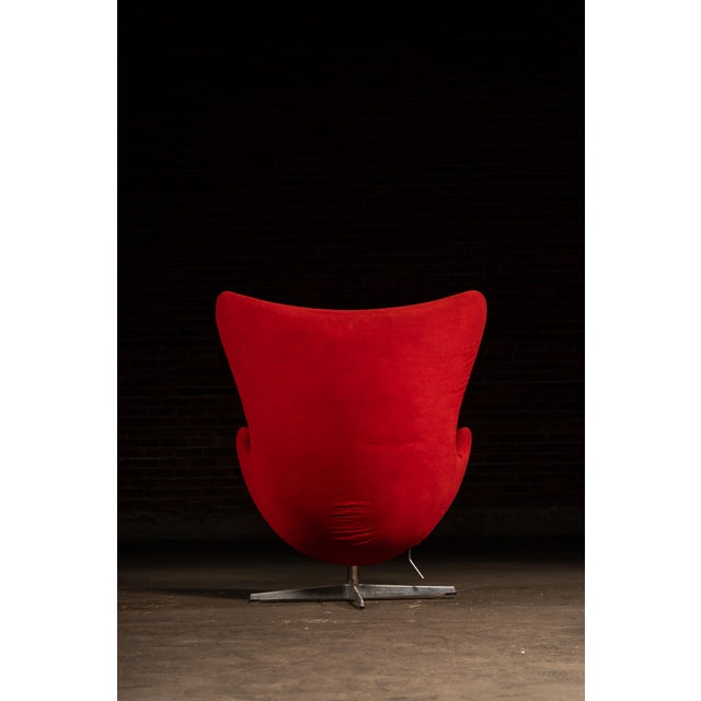 Mid 20th Century Vintage After-Arne Jacobsen “Egg” Chair in Red Upholstery For Sale - Image 5 of 8