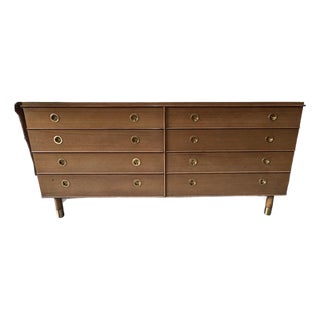 1950s Renzo Rutili for Johnson Furniture Bleached Mahogany 9-Drawer Dresser With Original Laminate Top For Sale