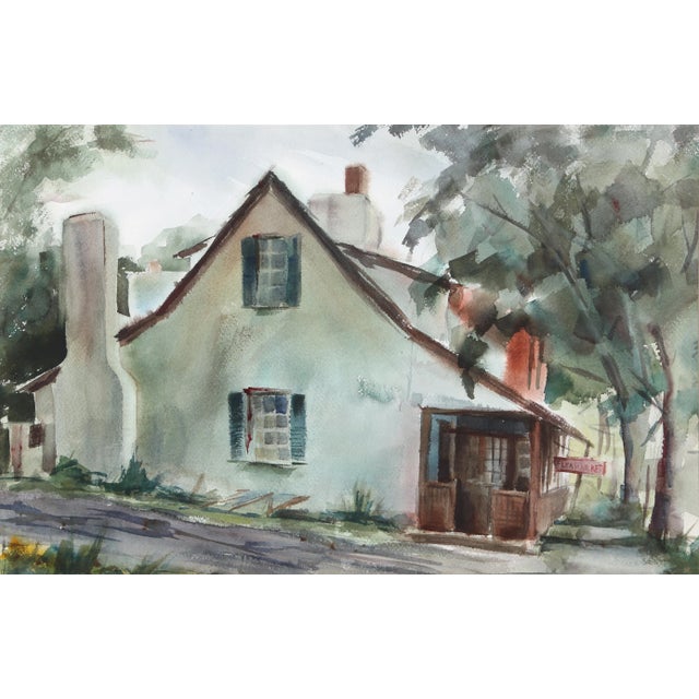 Figurative 1960s "Flea Market P2.46" Watercolor Painting by Eve Nethercott For Sale - Image 3 of 3