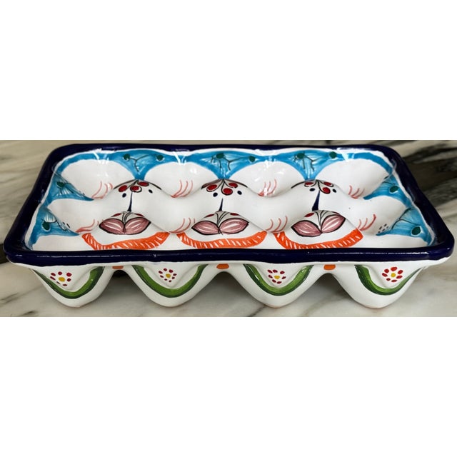 Hand Made in Mexico Vintage Ceramic Clay Pottery Egg Plate For Sale - Image 12 of 16