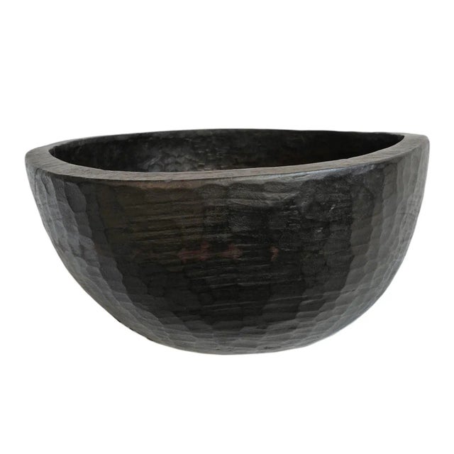 Large Vintage Organic Modern Wood Bowl Nepal For Sale In Los Angeles - Image 6 of 6
