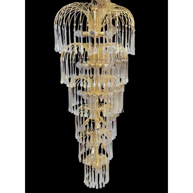 1980s Monumental 5ft Tall Vintage 6 Tiered Waterfall Crystal 25 Light Mid Century Hollywood Regency Chandelier For Sale In West Palm - Image 6 of 8