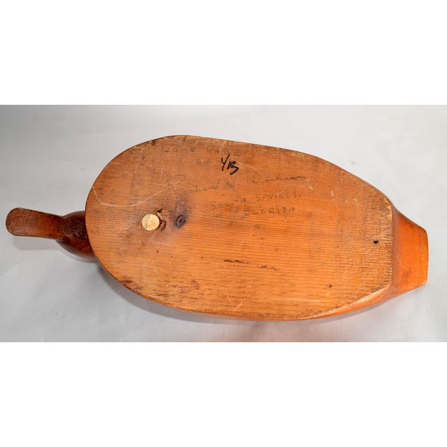 Mid-20th Century Handmade Solid Wood Blue Bill Scaup Duck Arts & Crafts Period For Sale - Image 16 of 17