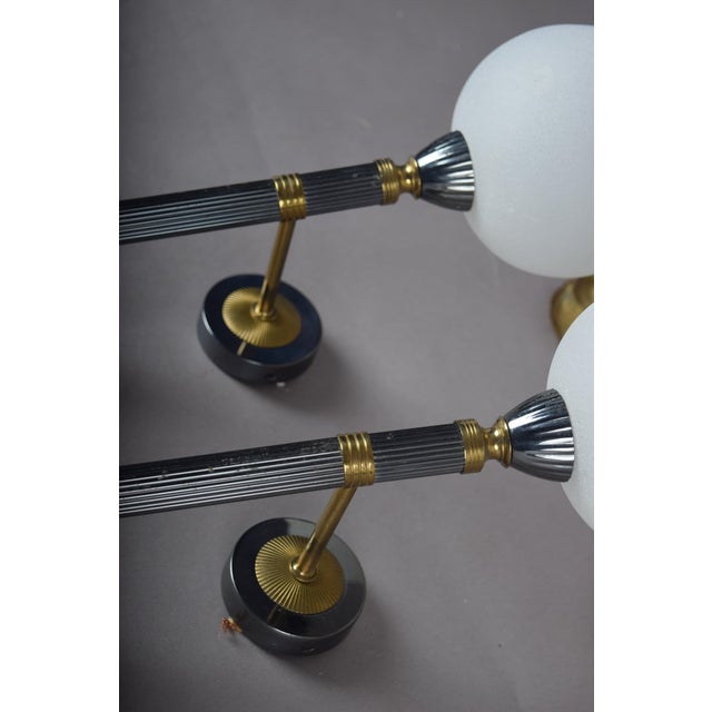 1970s Vintage French Wall Sconces in Gunmetal and Gilt Bronze from Maison Jansen, 1970s, Set of 2 For Sale - Image 5 of 13