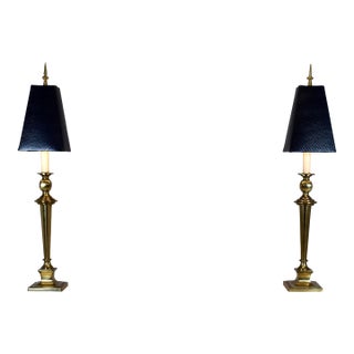 Mutual Sunset Lamp Corporation Brass Hollywood Regency Lamps, Pair For Sale