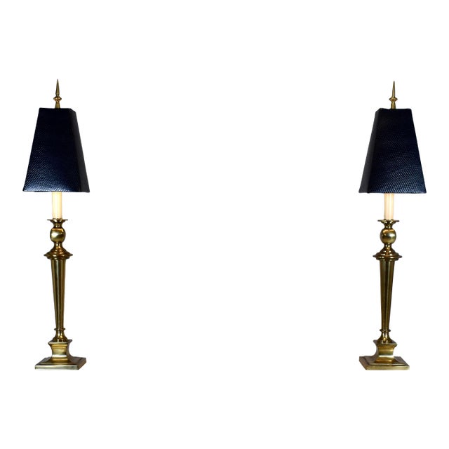 Mutual Sunset Lamp Corporation Brass Hollywood Regency Lamps, Pair For Sale