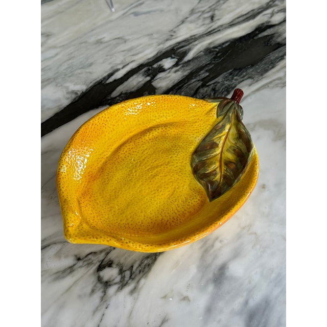 Vintage Lemon Motif Majolica Style Serving Plate For Sale In Seattle - Image 6 of 11