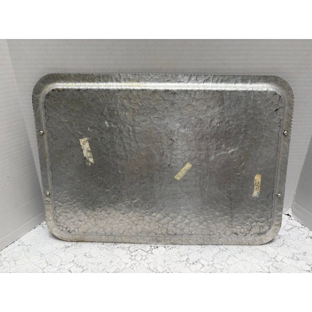 Metal Vintage 1940s Tulip Etched Metal Serving Tray For Sale - Image 7 of 8