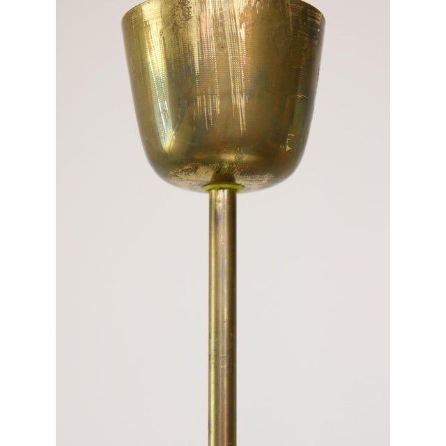 Mid-Century Modern Italian Brass and Opaline Chandelier, 1960 For Sale - Image 9 of 18