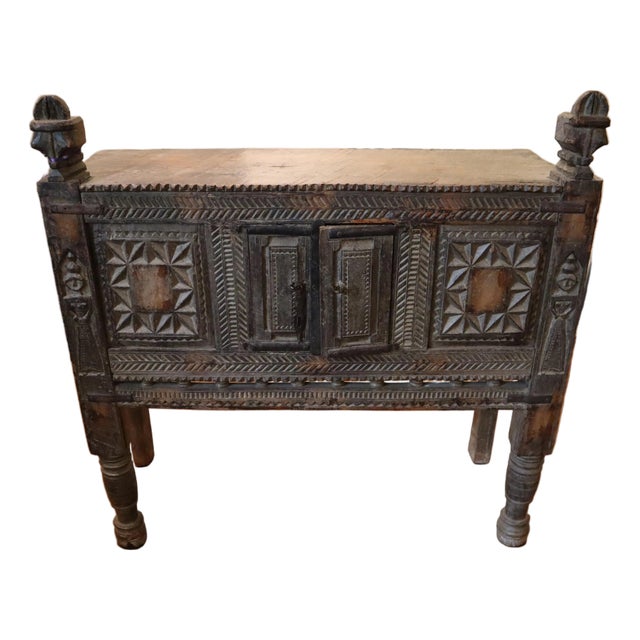 Antique Indian Hardwood Damchiya Storage Chest or Cabinet For Sale