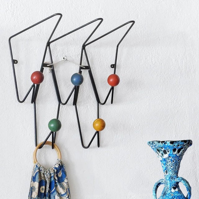 Mid-Century Modern Wall Coat Rack by Roger Feraud for Dupré-Hauser, France, 1950s For Sale - Image 10 of 10