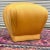 Karl Springer-style souffle style pouf or ottoman, fully upholstered in a golden silk upholstery fabric. Welcome to Solid...
