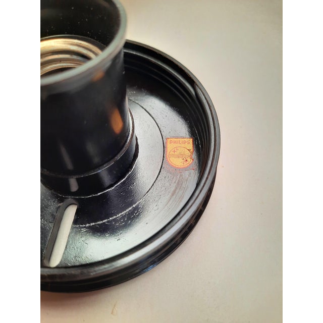 1930s Art Deco Ceiling Lamp with Frosted Glass and Bakelite Mounting Hardware from Philips, 1930s For Sale - Image 5 of 6