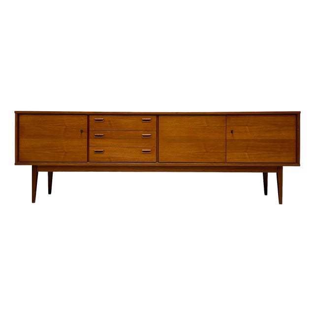 Large Vintage Minimalistic Teak Sideboard, 1960s For Sale