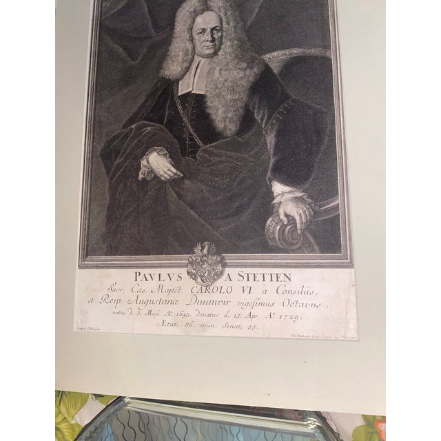 Baroque 17th-Century Engraving Portrait of Paulus Von Stetten by Johann Balthasar Probst. For Sale - Image 3 of 5