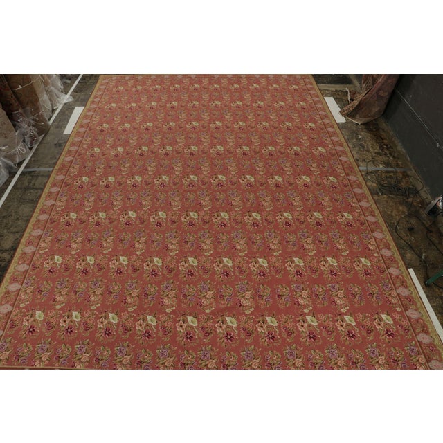 Traditional 1980s Vintage Needlepoint Rug in Red With Floral Patterns - by Rug & Kilim For Sale - Image 3 of 8