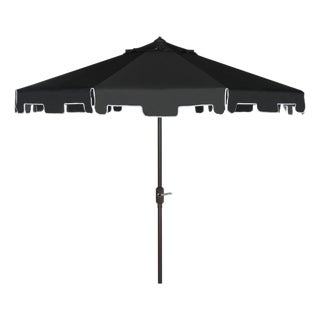 Zimmerman 9 Ft Crank Market Umbrella With Flap, Black & White For Sale