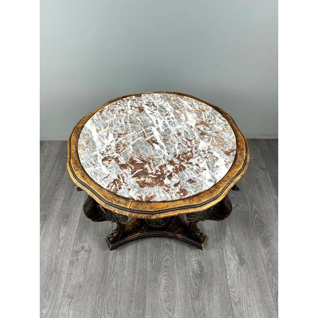 19th Century Carved Wooden Gueridon Table with Marble Top For Sale - Image 4 of 10
