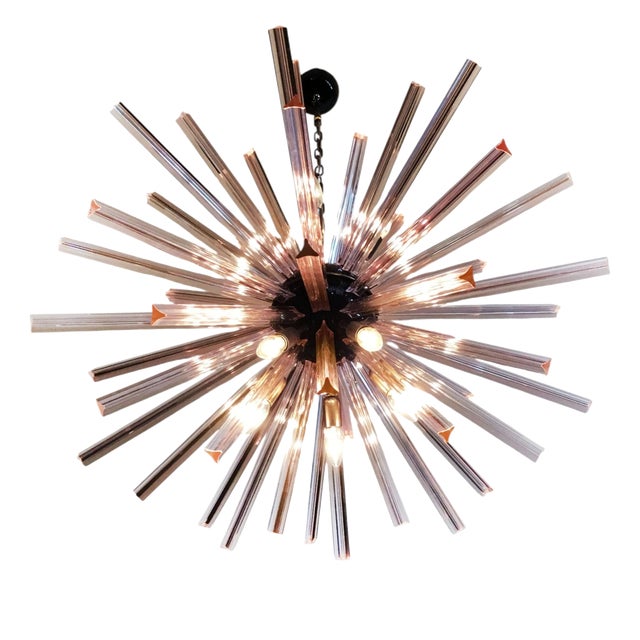 Sputnik Pendant Light with 50 Pink Glass Prisms from Justfurnituress SRL For Sale
