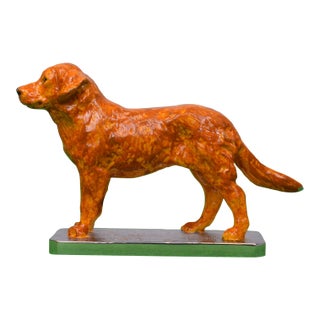 Lejeune Hand Painted Golden Retriever Car Chrome Mascot W/ Box For Sale