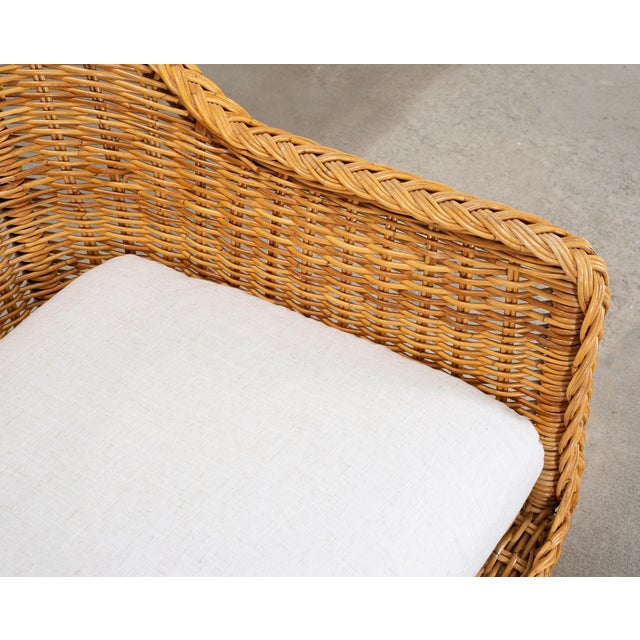 Pair of Organic Modern Rattan Wicker Lounge Armchairs For Sale - Image 13 of 18