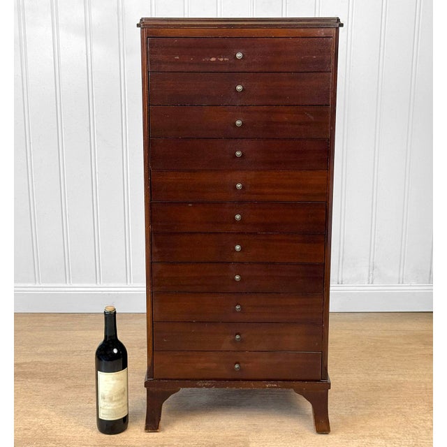 An Original 1940's Traditional Sheet Music File Cabinet Mahogany with an Original Deep Satin Finish 11 Paper File Drawers...