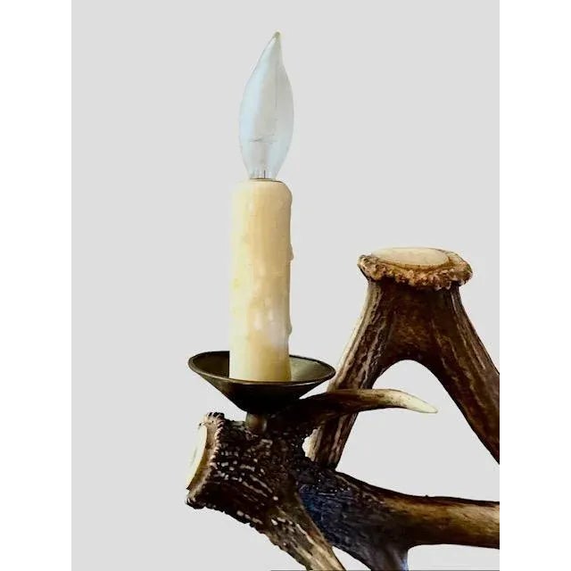 Cabin Vintage 1960s Antler Wall Sconce For Sale - Image 3 of 5