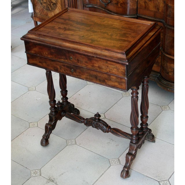 Vintage Classic French Mahogany Sewing Desk For Sale - Image 6 of 18